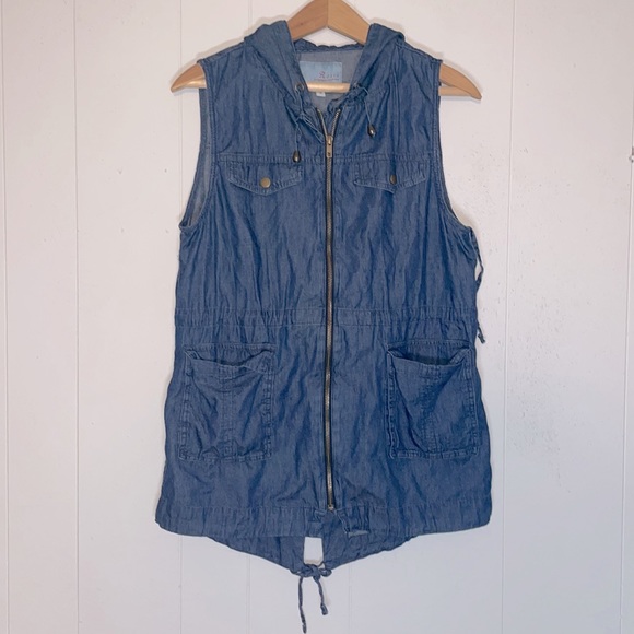 Rosio Jackets & Blazers - Vintage Rosio Denim Sleeveless Utility Vest Jacket